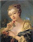 Young Woman with a Bouquet of Roses